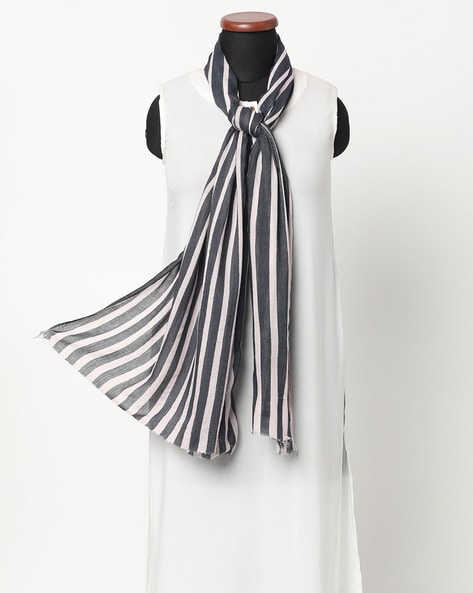 Striped Stole with Frayed Hems Price in India