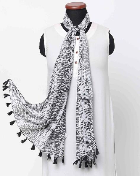 Reptilian Print Scarf with Tassels Price in India