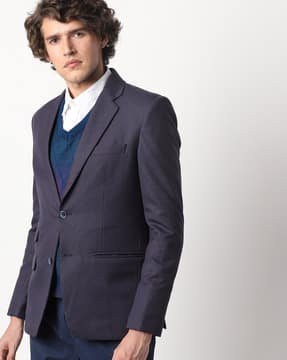 single breasted navy blue blazer