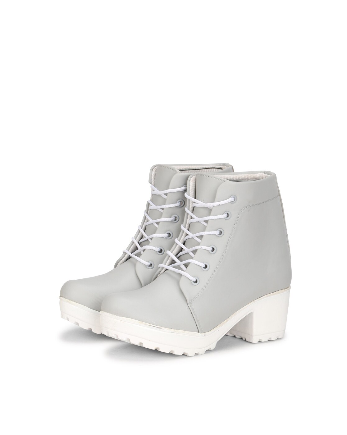 grey chunky heel boots