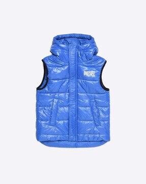 DIESEL kid hooded padded jacket and print