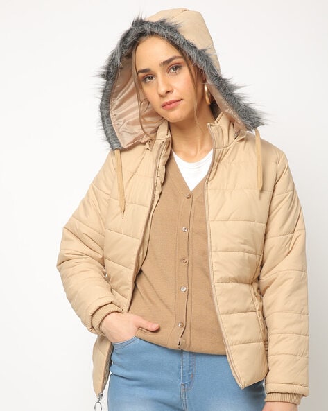 puffer bomber jacket with hood