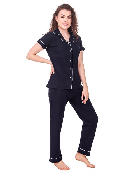 RIKILIO Pajamas for Women Cotton PJS Set Button Down Sleepwear with Shorts 