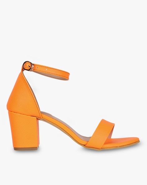 Buy Orange Heeled Sandals for Women by 