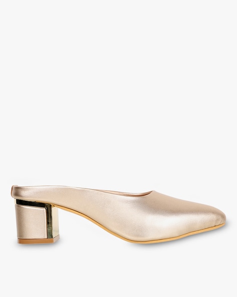 chunky heel rose gold shoes