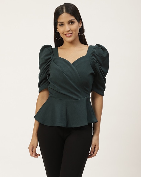 Textured Top with Puff Sleeves