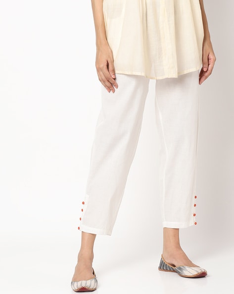 Women Mangalgiri Ankle-Length Pants with Insert Pockets