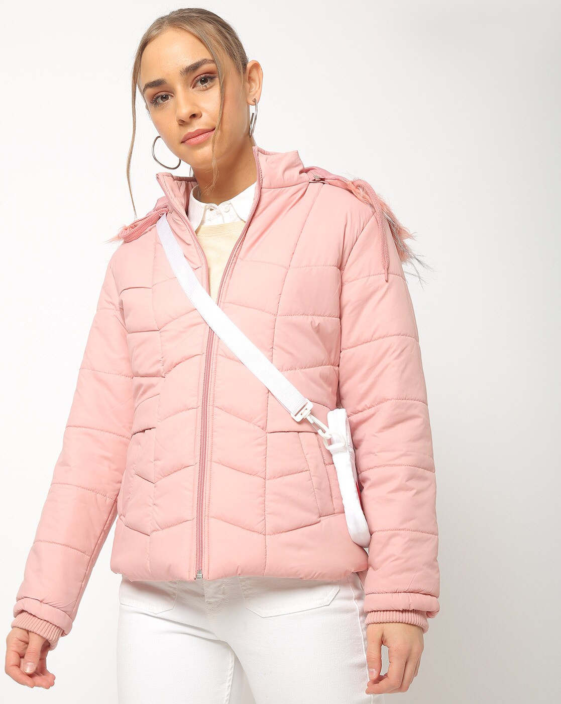 pink jacket fur hood