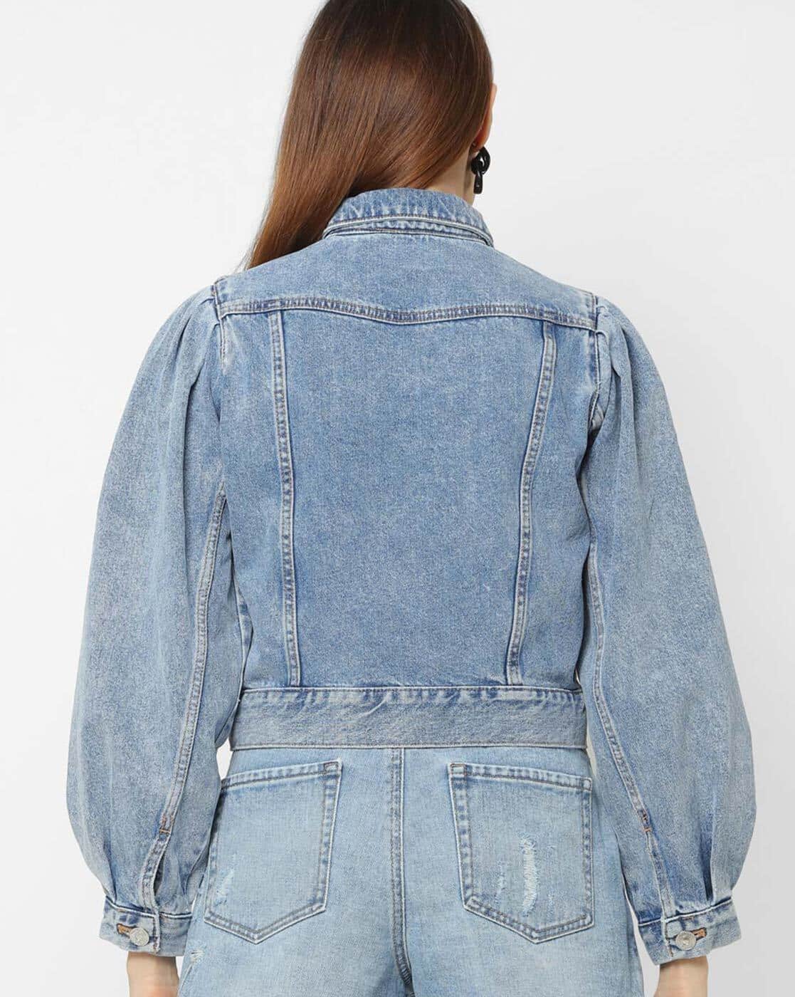 jean jacket puff sleeves