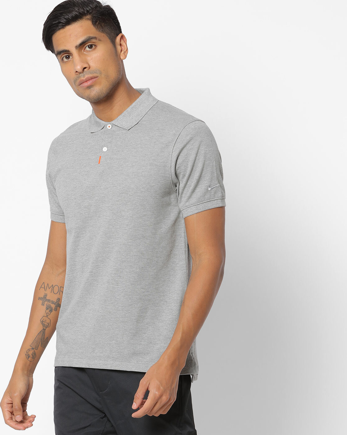 Nike grey store polo shirt