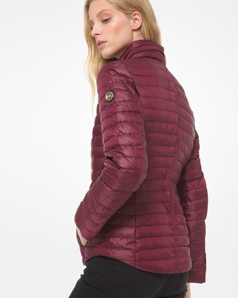 Buy Michael Kors Quilted Puffer Jacket with Drawstring Waistband, Maroon  Color Women