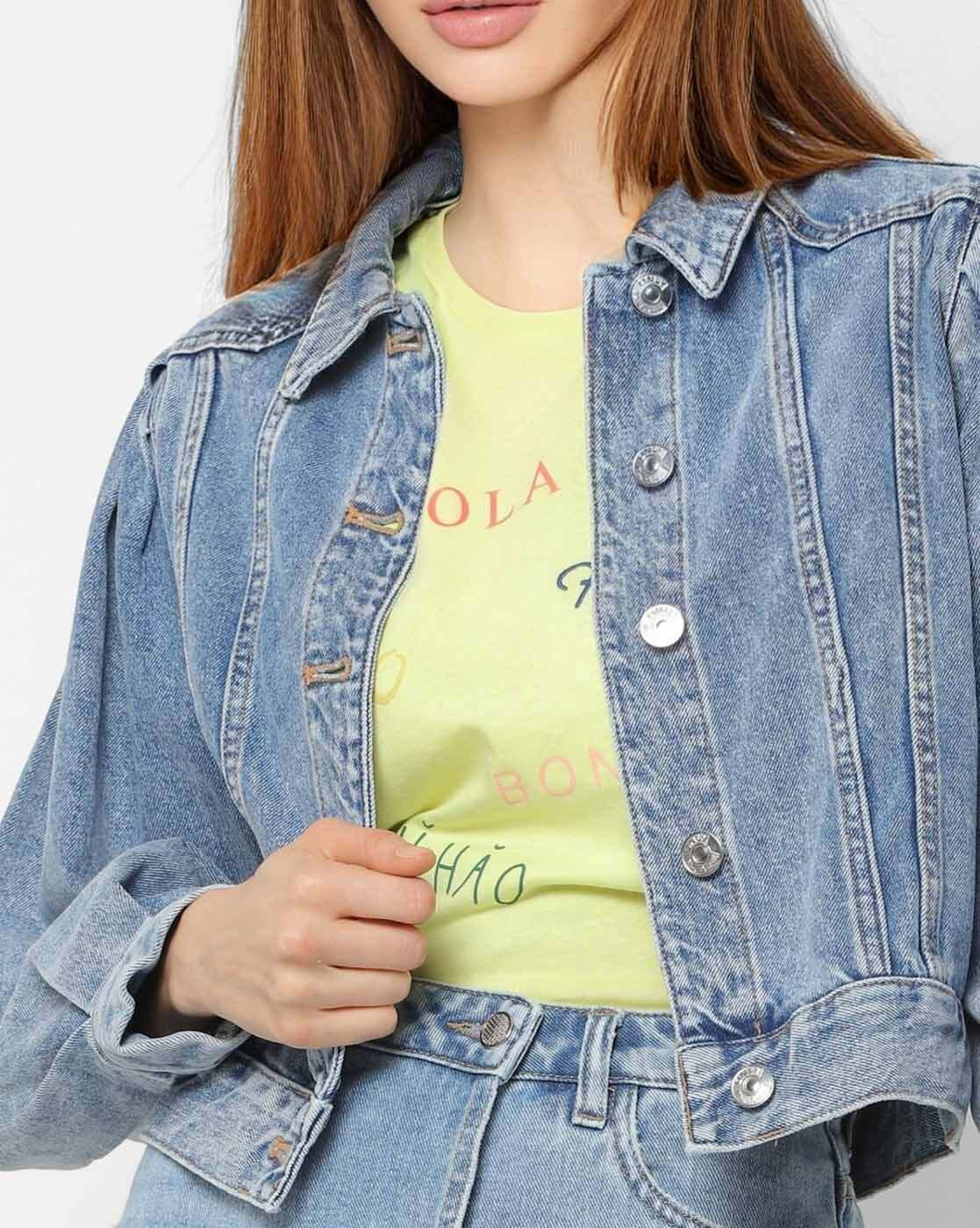 Denim Jacket for Women Puff Sleeve Ripped Denim Jacket Denim Jacket for  Women (Color : Medium Wash, Size : Small) : Amazon.ca: Clothing, Shoes &  Accessories