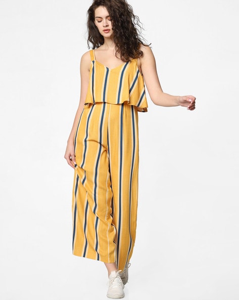 Mustard striped cheap jumpsuit