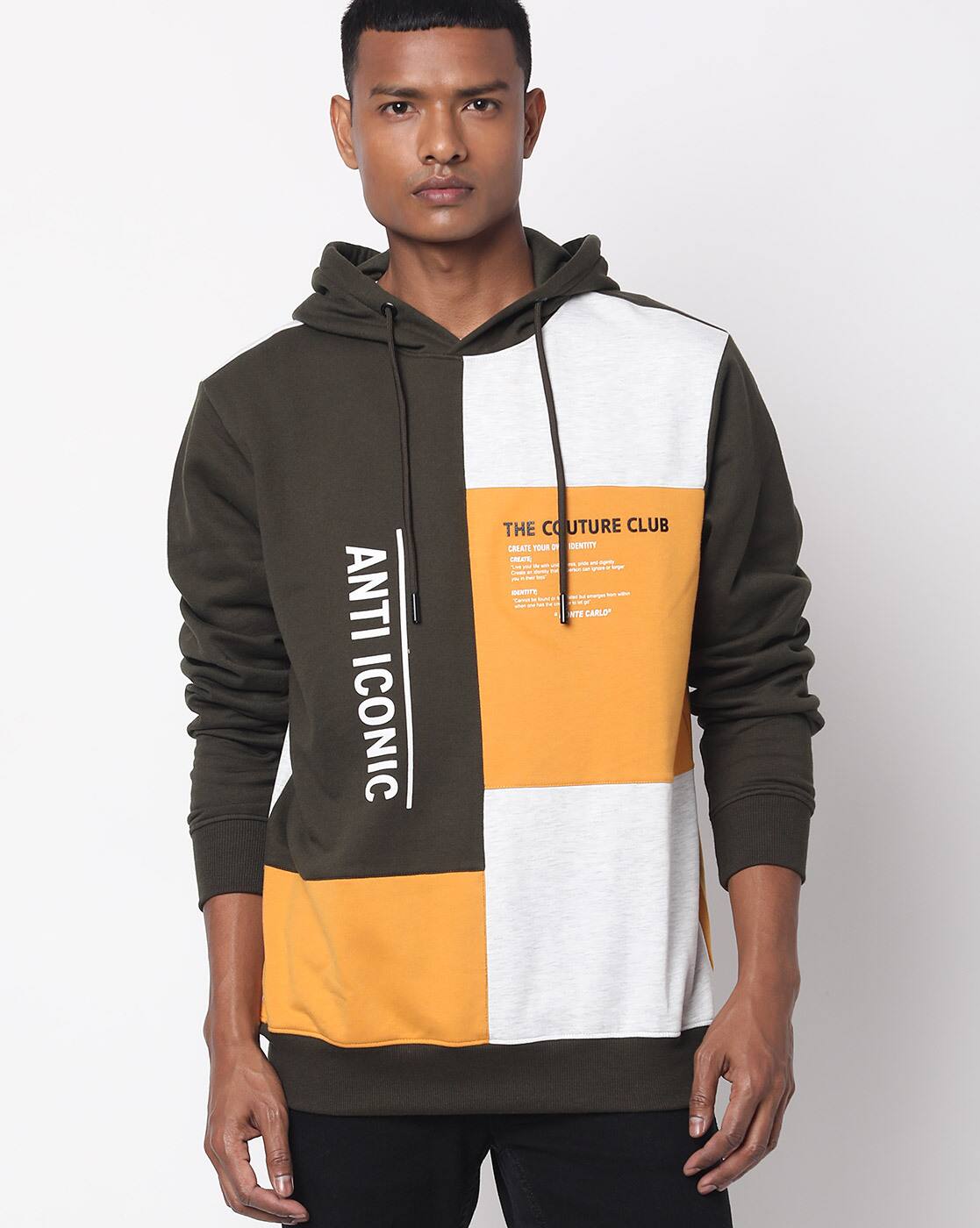 olive green and orange hoodie