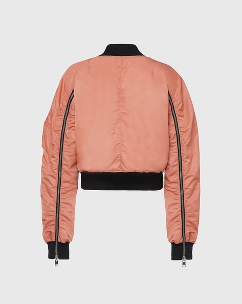 peach color bomber jacket