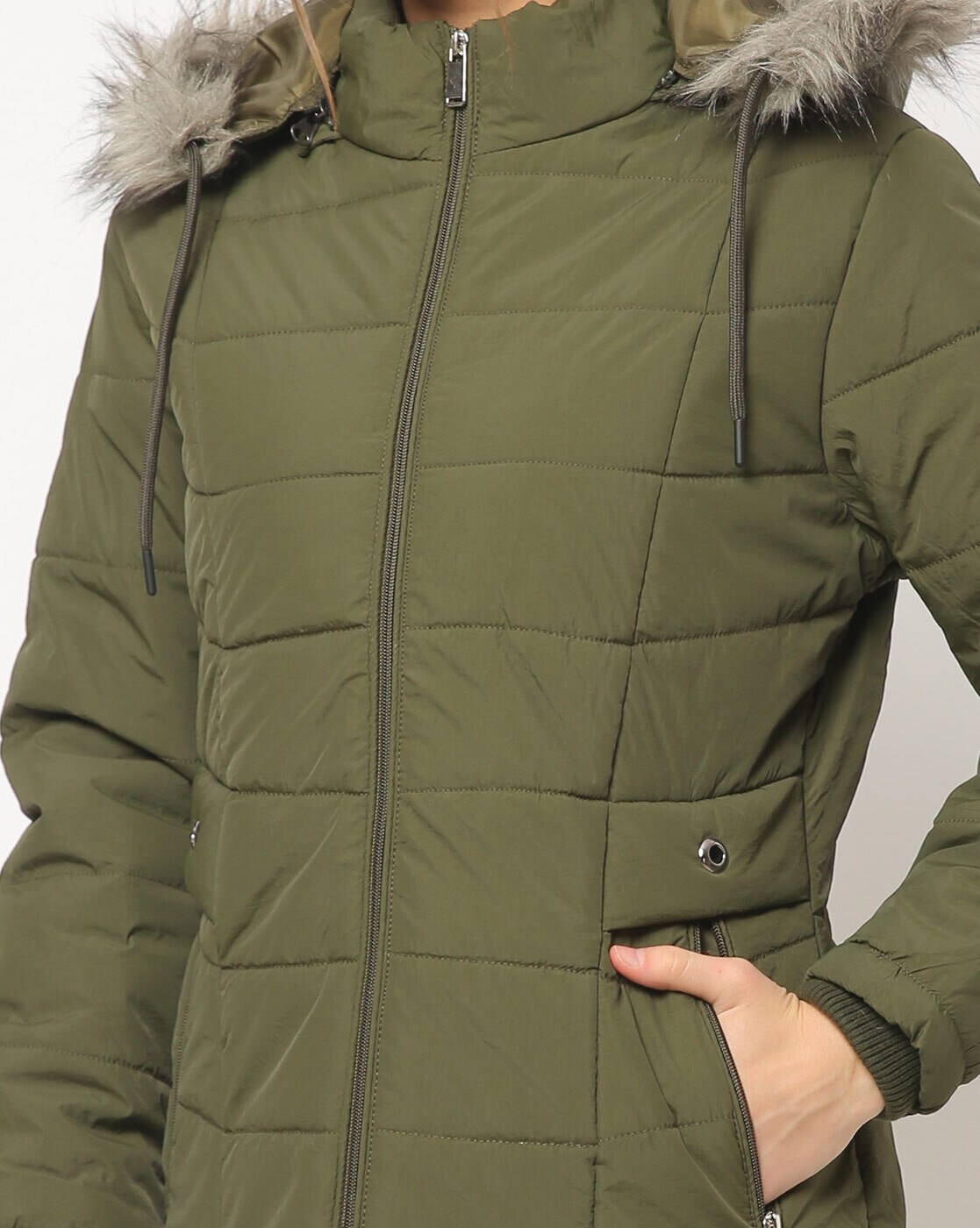 Puffer Hooded Jacket with Faux Fur