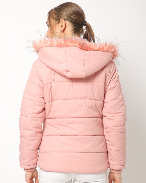 pink hooded coat