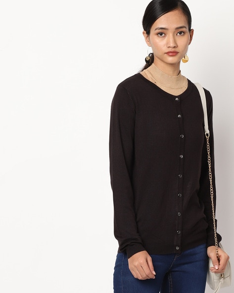 Plain black cardigan online womens