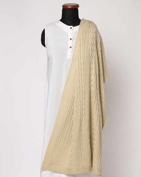 Knitted Dupatta with Ribbed Border Price in India