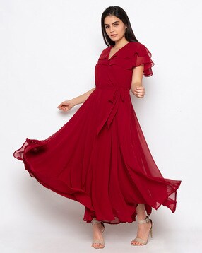 ajio red dress