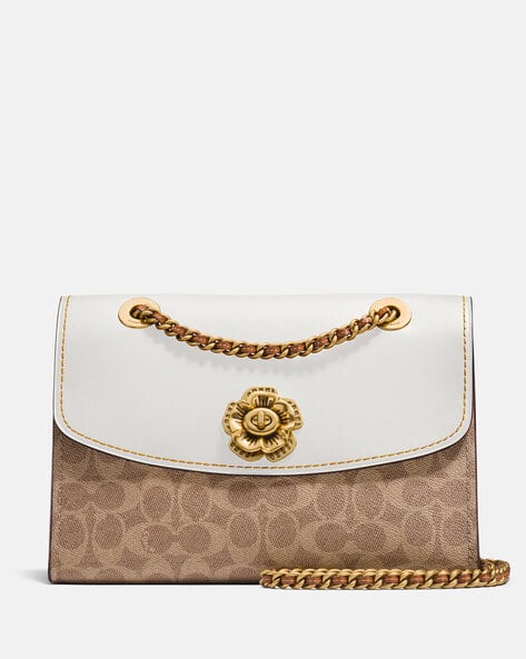 Logo Print Sling Bag with Chain Strap