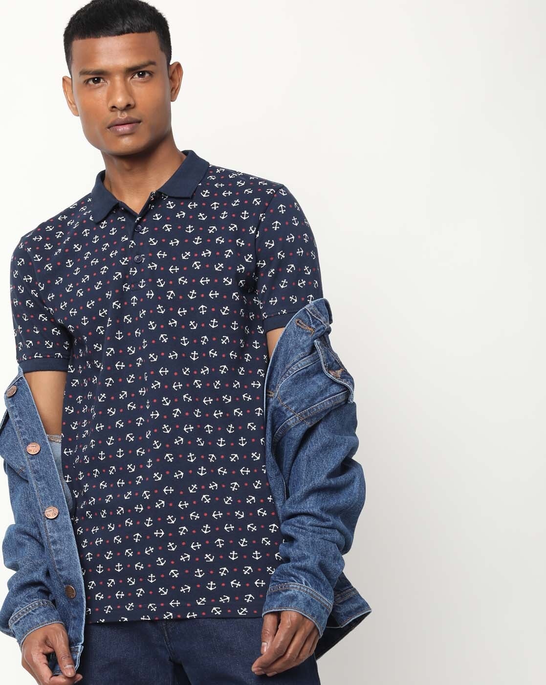 anchor print polo shirt