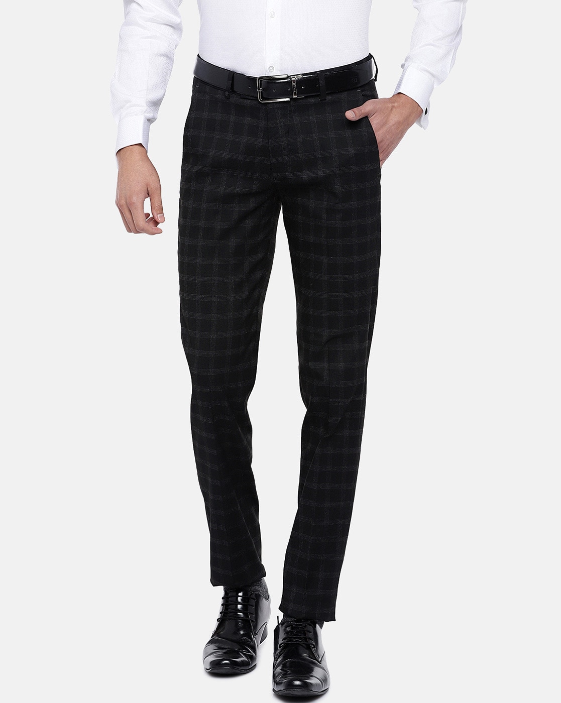 Buy Men Khaki Solid Super Slim Fit Trousers Online - 172845 | Peter England