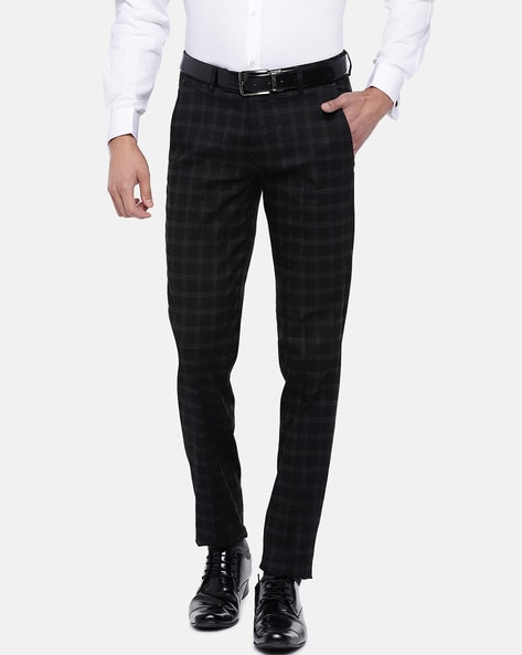 Father Sons Slim Formal Grey Prince of Wales Check Stretch Trousers -