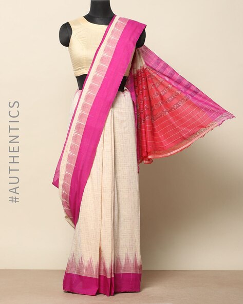 Buy Cream Sarees for Women by Indie Picks Online