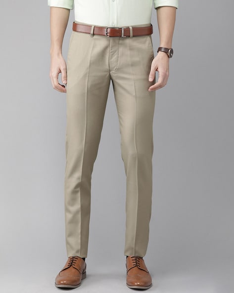 Buy Turtle Men Pure Cotton Grey Self Design Ultra Slim Fit Formal Trousers  at Amazon.in