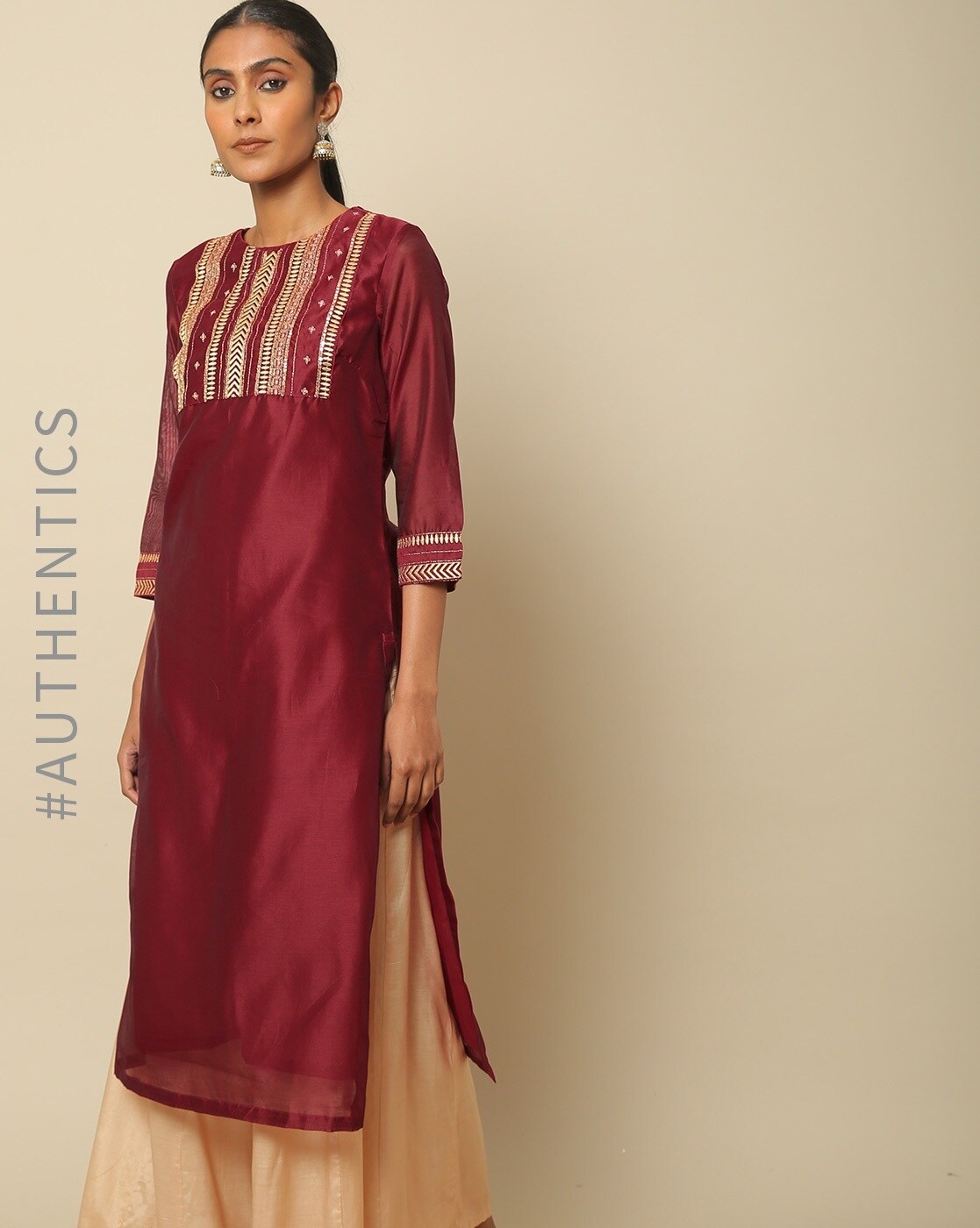 Buy Maroon Kurtas for Women by Indie Picks Online