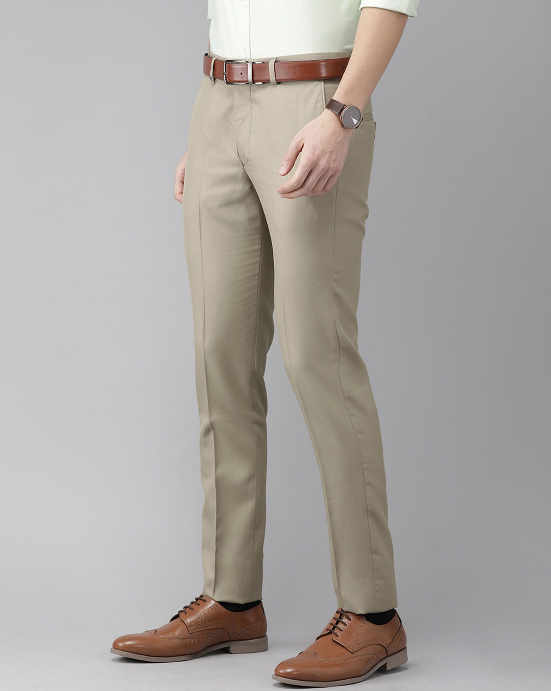 Brown Self Design Skinny Fit Formal Trouser - Buy Brown Self Design Skinny  Fit Formal Trouser online in India