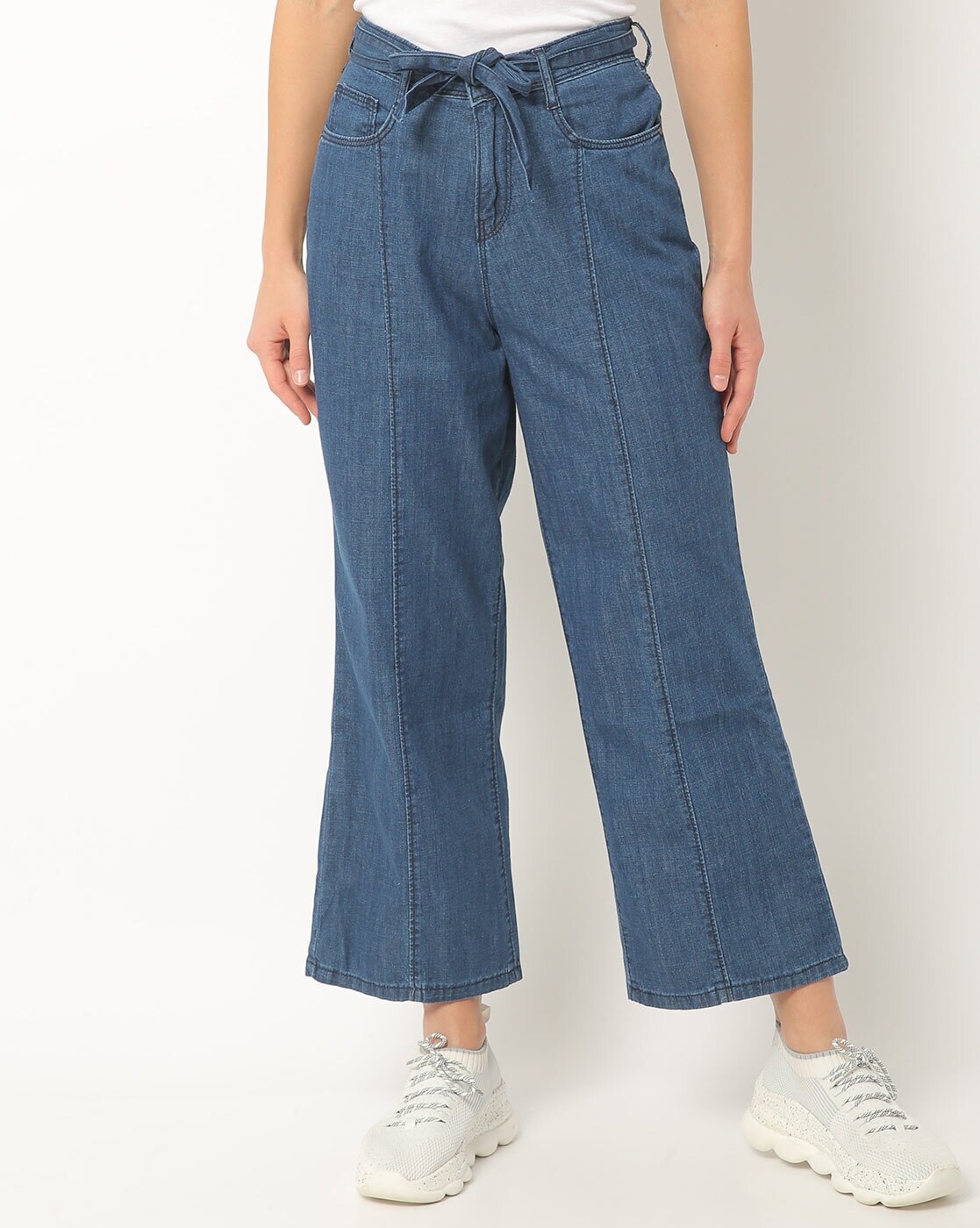 wide leg jeans with tie waist