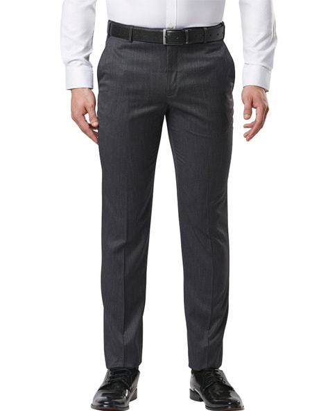 Buy Next Men Blue & Grey Regular Fit Self Design Formal Trousers - Trousers  for Men 9377893 | Myntra