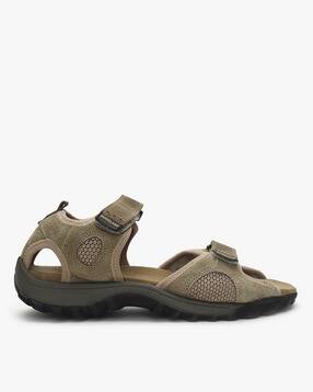 Textured Sandals with Velcro Fastening-image-22