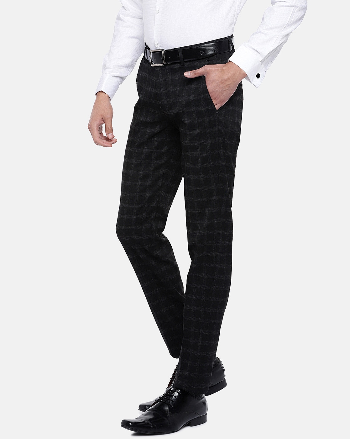 Turtle Men Grey Slim Fit Solid Formal Trousers  ORCHIDS RETAIL
