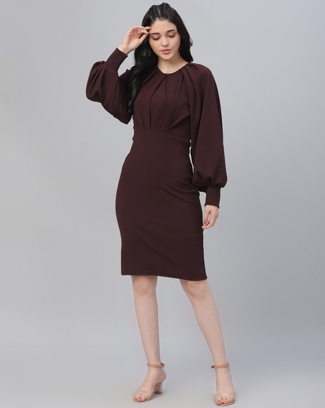 Sheath Dress with Cuffed Sleeves