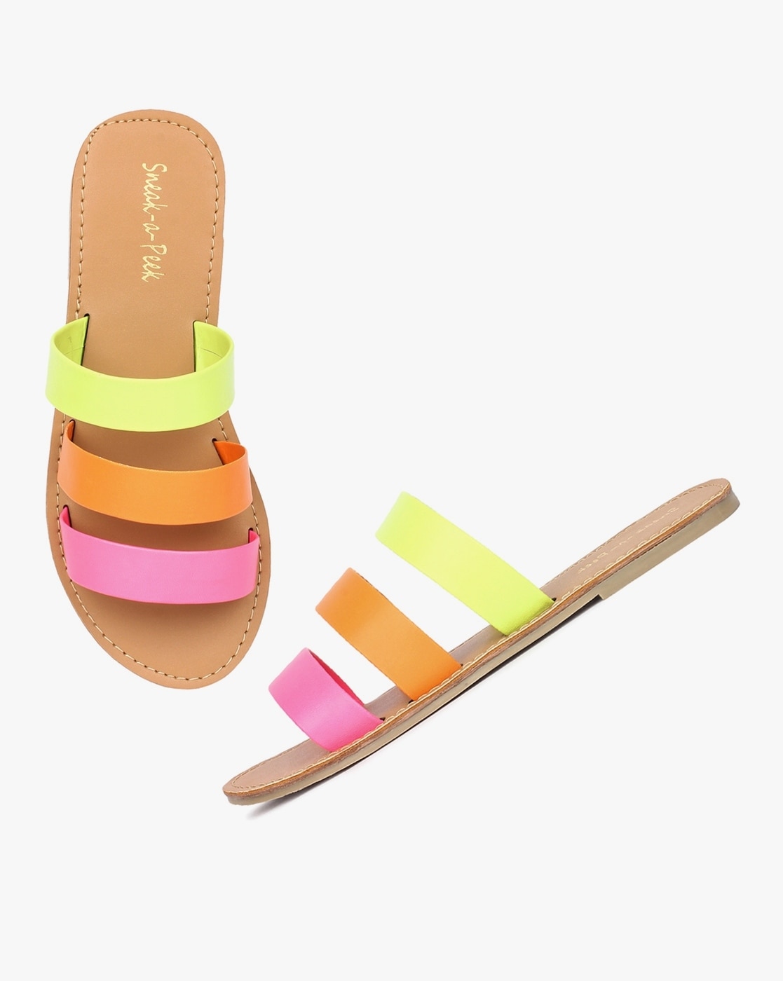 Multicolor slide sandals hot sale