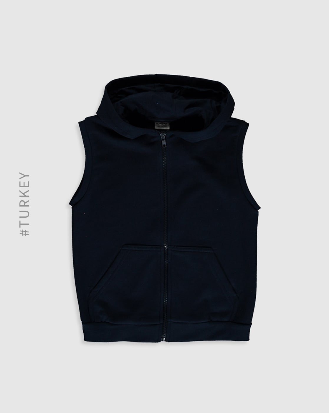 navy blue sleeveless hoodie