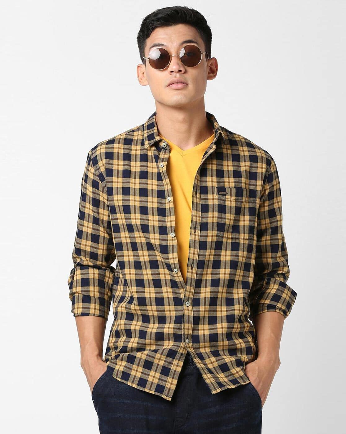 Buy Navy Blue Shirts for Men by SKULT by Shahid Kapoor Online