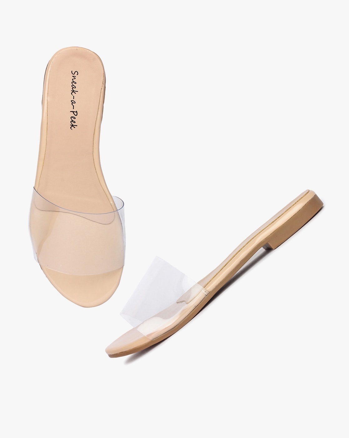 Clear and clearance nude sandals