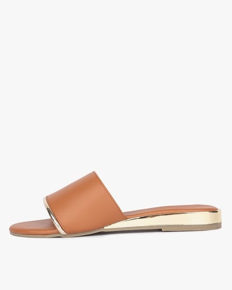 Tan sandal online slides