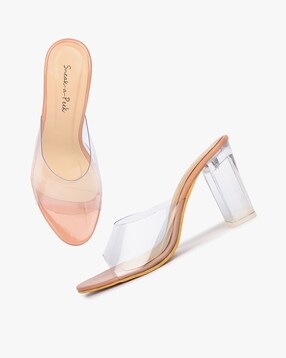 Low block outlet clear heels