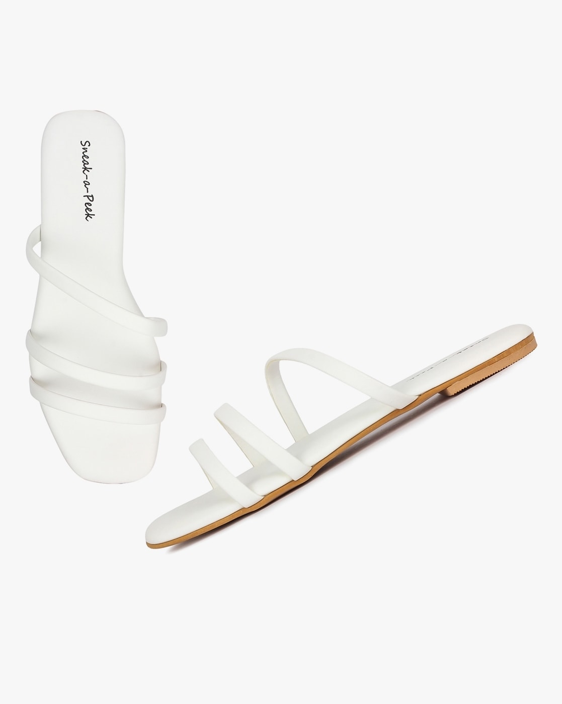 Leather Sandals with Crossover Straps for Girls - white, Shoes