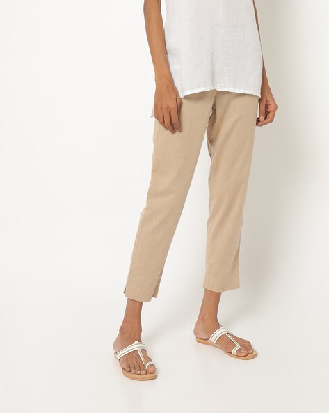 Ankle-Length Pants with Semi-Elasticated Waistband Price in India