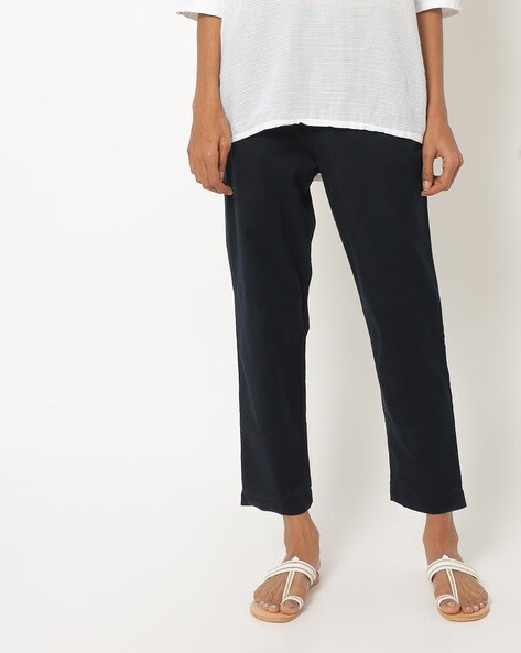 Ankle-Length Pants with Semi-Elasticated Waistband Price in India