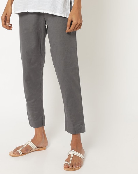 Ankle-Length Pants with Semi-Elasticated Waistband Price in India