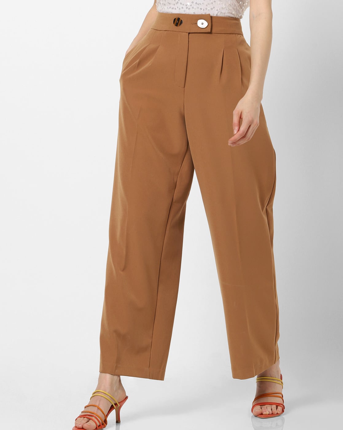 Buy VERO MODA Solid Straight Fit Polyester Women's Formal Wear Pant |  Shoppers Stop