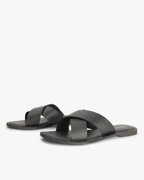 peep toe flat slides