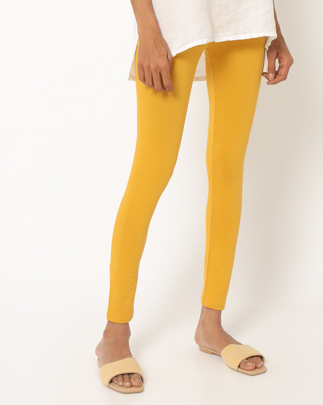 Buy Yellow Solid Tights Online - W for Woman